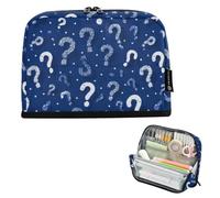Kcldeci Trousse à crayons avec fermeture éclair de grande capacité, motif point d'interrogation sur fond bleu, pour filles, garçons, bureau, école