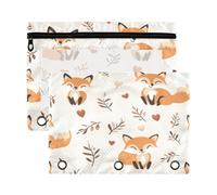 Kcldeci Trousse à crayons Fox Hearts pour classeur à 3 anneaux, trousse à crayons avec sac de rangement à fermeture éclair, trousse transparente pour bureau, papeterie, école