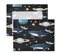 Kcldeci Trousse à crayons pour classeur à 3 anneaux, motif baleines et planètes spatiales format A4 avec fermeture éclair pour filles et garçons, trousse à crayons avec fenêtre transparente pour