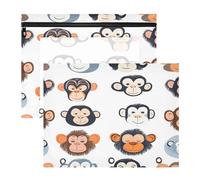 Kcldeci Trousse à crayons pour classeur à 3 anneaux, motif visages de singe gorilles, format A4, fermeture éclair, pour filles et garçons, trousse à crayons transparente pour classeur