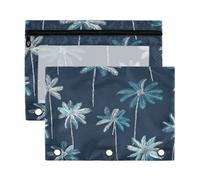 Kcldeci Trousse à crayons pour classeur à 3 anneaux, trousse à crayons avec fermeture éclair, bleu marine, bleu sarcelle, cocotier transparent, trousse à crayons transparente pour bureau, papeterie