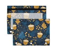 Kcldeci Trousse à crayons pour classeur à 3 anneaux, trousse à crayons avec fermeture éclair, gland sur bleu marine, trousse à crayons transparente pour bureau, papeterie, école