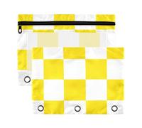 Kcldeci Trousse à crayons pour classeur à 3 anneaux, trousse à crayons avec fermeture éclair, trousse à crayons transparente à carreaux jaunes et blancs, organiseur de bureau ou d'école