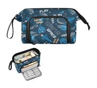 Kcldeci Trousse à crayons Space Alien pour garçons et filles, grande trousse à crayons avec fermeture éclair, grande boîte de rangement pour adolescents pour l'école et le bureau, Multicolore, 9.4*3.7