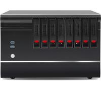KCMconmey Boîtier NAS DIY 8 + 1 baie, 8 plateaux de 2,5/3,5" + 1 baie interne de 2,5". MB MATX/ITX. Bloc d'alimentation Flex USB 3.0 avant 8 cm Ventilateur de châssis remplaçable à chaud Fond de
