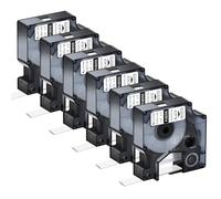 KCMYTONER 3M Lot de 6 étiquettes thermorétractables industrielles compatibles avec Dymo Rhino 18055 12 mm Noir sur blanc pour étiqueteuse Rhino 1000 3000 4200 5000 5200 6000