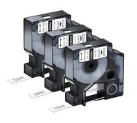 KCMYTONER Lot de 3 rubans d'étiquettes en vinyle compatibles avec Dymo Rhino Pro IND 18444 - 12 mm - Noir sur blanc - Pour étiqueteuse Rhino et 3M