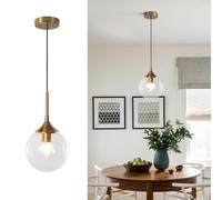 KCO Éclairage suspendu globe transparent pour îlot de cuisine en verre bulle doré luminaire suspendu moderne du milieu du siècle pour salon salle à manger