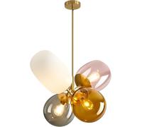 KCO Lighting Lampe pendante colorée moderne Lampe pendante globe doré Luminaire lustre ballon en verre teinté Luminaires pendants en verre coloré Îlot de cuisine pour chambre d'enfant