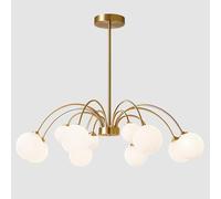 KCO Lighting Lustre Globe Moderne 12 Lumières, Suspension Luminaire Sputnik en Verre Blanc, Plafonnier Design Contemporain pour Cuisine Salle à Manger Salon, Éclairage LED