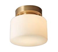 KCO Plafonnier moderne à tambour encastré en laiton doré - En verre de lait - Semi-encastré - Petit plafonnier de couloir