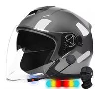 Kcolic Bluetooth Casque Moto 3/4 Rétro Casque À Face Ouverte Demi Jet Casque Scooter avec Visière Open Face Classic Moto ECE Homologué Casque Moto pour Homme Et Femme K,L=54-59CM