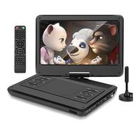 KCR 14 Pouces TV Portable/Lecteur DVD Combo avec écran LED Rotatif HD et Tuner TV DVB-T2 numérique/USB/HDMI/AV/Audio, Batterie intégrée, Double Haut-Parleur stéréo