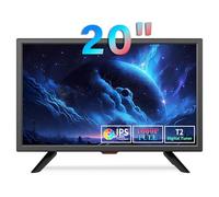 KCR 20 Pouces Freeview LED TV, Tuner TV numérique DVB-T2 intégré, entrée AV, entrée HDMI/VGA, Port USB, télécommande, Adaptateur pour Voiture (12 Volts) et Adaptateur Secteur