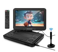 KCR Lecteur DVD Portable 10,1 Pouces | TV Intégrée DVB-T2, Écran LED Pivotant, USB/HDMI/AV, Batterie Rechargeable, Deux Haut-Parleurs Stéréo