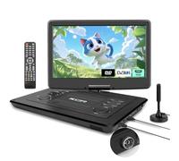 KCR Lecteur DVD portable 15,6 pouces pour enfants et voiture, écran LED de 15,6 pouces, tuner DVB-T2, batterie rechargeable, USB/HDMI/AV/audio et plusieurs formats