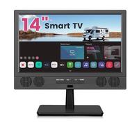 KCR Petite Smart TV, 14,0 pouces sous TV armoire, Smart TV avec DVB-T2 USB HDMI, télécommande pour cuisine, camping-car, bateau, camion, salle de jeux, dortoir