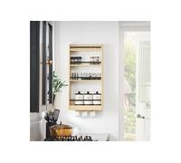 KCR12-N Etagère à Suspendre Murale Etagère à Epices Rangement Cuisine Etagère de Salle de Bain avec 4 Etagères et 3 Crochets 38x17x75 cm