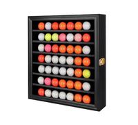 KCRasan Vitrine Verrouillable pour 49 Balles de Golf - Support Mural en Verre Véritable - Présentoir pour Amateurs de Golf - Noir