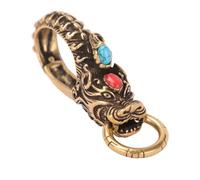 kcrygogo Porte-clés Dragon en cuivre blanc vintage - Mâchoire mobile - Style asiatique du Sud-Est - Porte-bonheur - Cadeau souvenir pour hommes d'affaires et voyageurs