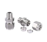 KCTRELTQS Raccord de Tube à Double Virole en Acier Inoxydable 316, Filetage mâle 1/8", 1/4", 3/8", 1/2", BSPT NPT, for Tube de diamètre extérieur 3-12 mm(Tube 3mm,BSPT_1/4")
