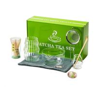 KCTRELTQS Service à thé Matcha en verre transparent, 1/7/8 pièces, brosse à thé en bambou, accessoires for four à thé de la dynastie Song(7PCS-001)