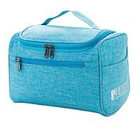 Kcvzitrds Sac à CosméTiques Bleu Double Fermeture à GlissièRe Femmes éTui à CosméTiques Organisateur de Voyage Portable EsthéTicienne Essentielle Dames Maquillage Paquet