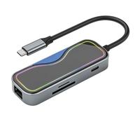 Kcvzitrds Station d'accueil 7-en-1 pour Type-C avec Port Gigabit, Concentrateur USB 3.0, Prolongateur de Hub, Pièces de Rechange pour Ordinateur