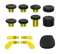KD.FLY 13 in 1 Metal Thumbstick Kit for Xbox One Elite Series 2, Xbox Elite Controller Replacement Parts, Gaming Accessory with 6 Metal Swap Joysticks, 2 D-pads, 4 Paddles with Storage Bag, Black&Gold