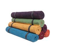 KD Willmax Tapis de yoga en coton fait à la main - En coton bio - Éléments naturels - Tapis de yoga tissé à la main - Lavable - 100 % bio - Très absorbant - Taille : 188 x 68 cm - Gris
