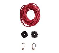 KD89 Assortiment Complet pour rénovation de Corde de comtoise - Corde de 4m20 Rouge, Deux Crochets et rondelles de butées etoilées, renforcées - Fabriqué dans Le Jura