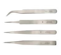 KD89 Assortiment de 4 Brucelles N°1 - N°3 - N°5 - N°7 - Pincettes de précision en Acier Inoxydable Anti-Magnétique