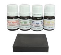 KD89 Assortiment de réactifs/solutions pour tester l'or - 14-18-24 carats et l'argent - Avec pierre de touche naturelle et notice multi-langues - Expertise pour bijoux, pièces, lingotins - 2,5ml