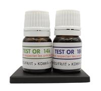 KD89 Assortiment de réactifs/solutions pour tester l'or - 14-18 carats - Avec pierre de touche naturelle et notice multi-langues - Expertise pour bijoux, pièces, lingotins - 2,5ml