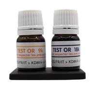 KD89 Assortiment de réactifs/solutions pour tester l'or - 9 et 18 carats - Avec pierre de touche naturelle et notice multi-langues - Expertise pour bijoux, pièces, lingotins - Spatule
