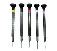 KD89 Bergeon - 7965-P05 - Assortiment de 5 Tournevis d'horloger à profilé spécial, en Acier INOX, tête Ergonomique en Pom - Ø0,80-1,00-1,20-1,40-1,60mm