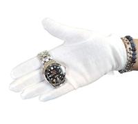 KD89 Gants en coton Blanc - Heli - Pour l'horlogerie, bijouterie, manipulation des bijoux et montres, pour collectionneur, professionnel ou horloger amateur (Taille S)