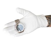 KD89 Gants en microfibre Blanc - Heli - Pour l'horlogerie, bijouterie, manipulation des bijoux et montres, pour collectionneur, professionel ou amateur (L)