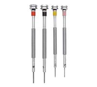 KD89 Horotec MSA01.003 - Assortiment de 4 Tournevis Classiques d'horloger en Laiton chromé - Ø0.60, 0.80, 1.00, 1.20mm