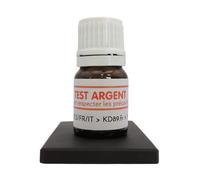 KD89 Test Réactif/solution pour tester l'argent - Avec pierre de touche naturelle et notice multi-langues - Spatule - Expertise pour bijoux, pièces, lingotins - 2,5ml