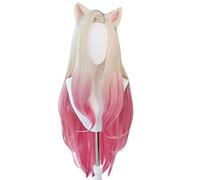 KDA Baddest Ahri Cosplay Perruques KDA Cosplay Blond mélangé Rose Résistant à la chaleur Cheveux synthétiques Pelucas + bonnet de perruque