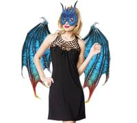 KDAMGOQE Costume de hibou, Masque dragon dragon avec un ensemble de cornes et d'ailes, Pu Foam Halloween Costumes Unisex One Taille Halloween Cosplay Set pour adulte Cosplay Masquerade Carnival