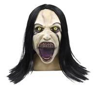 KDAMGOQE Masque d'halloween pleure Femme d'horreur Zombie Masque avec Perruques Pleine tête effrayante Evil Creepy Women Latex fantôme pour Halloween Masquerade Party Cosplay Accessoires, Effrayant