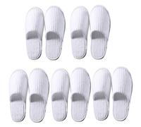 KDAMGOQE Pantoufles jetables une taille unique, 5 paires de pantoufles de spa Coral Fleece Non Slip Hotel Slippers Breathable Portable Guest Parters For Women Men Travel White, Hotel Slipers