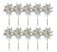 KDAMGOQE Pinwheels pour effrayer Les Oiseaux de 10pcs 9.5x21.7 Pouces Pin de Broche réfléchissants avec des enjeux Pet Silver Piphhees pour Animaux