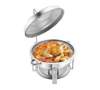 KDbinytt Chafing Dish Chauffe-plats rond en acier inoxydable 410 avec support de couvercle, pour buffet, restauration, fête, 7,5 l, avec pâte combustible