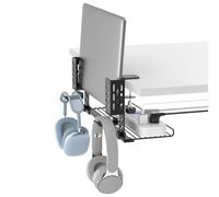 KDD 3 en 1 Support Ordinateur Portable, Support Ajustable pour Ordinateur Portable avec Plateau de Gestion des Câbles, Crochet pour Casque et Attaches pour Câbles, Support pour PC Portable, Tablette