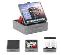 KDD 5 en 1 Coussin Support Tablette, Support de Lecture Pliable avec Plateau de Rangement & 2 Porte-gobelets, Porte iPad Réglable pour Genoux, Lit, Bureau, Canapé, Compatible avec Tablettes, Livres