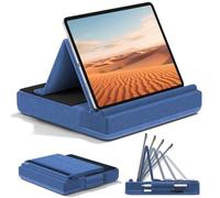 KDD Coussin de Support pour Tablette, Coussin Tablette à Angle Réglable, Porte ipad Pliable, Support iPad Lit avec Support de Stylet pour ipad Pro 12,9 10.5 11 Air Mini, Téléphones, Livres, Bleu