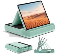 KDD Coussin de Support pour Tablette, Coussin Tablette à Angle Réglable, Support ipad Pliable, Porte Ipad Lit avec Porte Stylet pour ipad Pro 12,9 10.5 11 Air Mini, Téléphones, Livres, Vert
